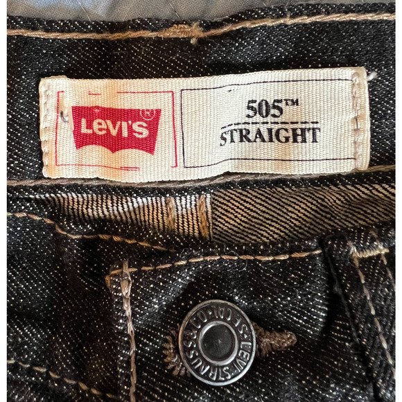 Levis 505 Jeans Boys Size 10 Slim Black Straight Leg Pockets Zip Close NWT - Picture 5 of 11